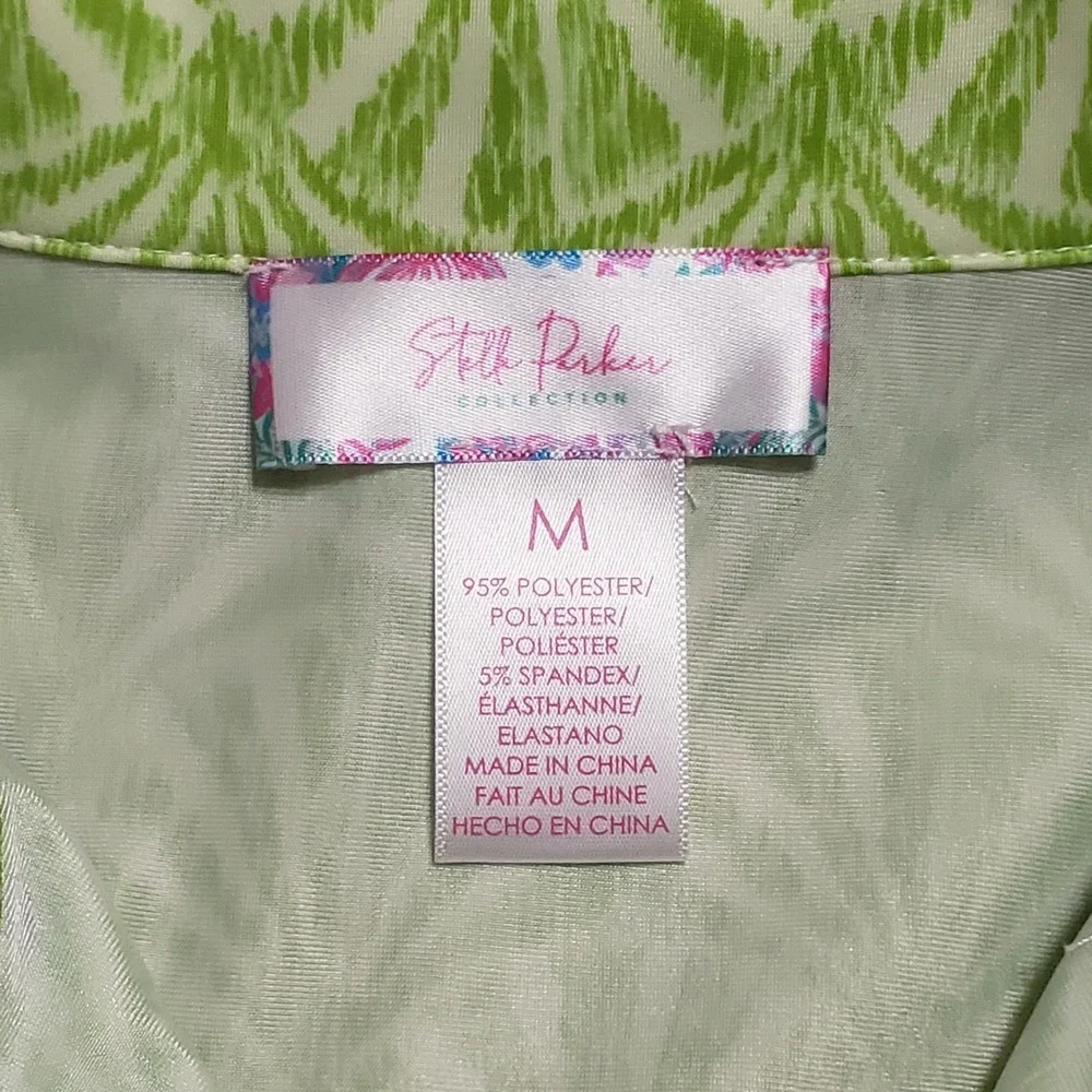 Stella Parker Collection Green Palm Geometric Print Preppy Shift Dress Medium